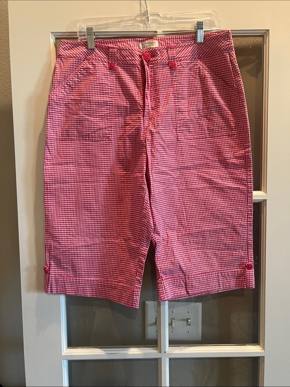 Christopher & Banks Pink Gingham Capri Pants